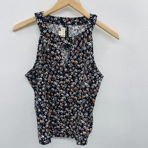 The General Good x Stitch Fix Womens Size XL Mesh Floral Halter Top in Black 784